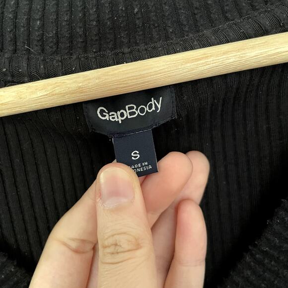 Gap Body black v-neck ribbed knit sweater pullover women's size small cotton - Picture 3 of 7